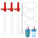 3pcs Replacement Straws with Bite Valve for Zak Designs Kelso Kids 15oz, Reusable BPA Free Straw Cup Accessories with Zak Designs Brush 3pcs Gaskets for Water Bottles