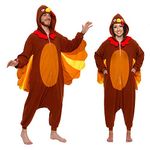 Silver Lilly One Piece Turkey Costume - Unisex Adult Plush Cosplay Animal Pajamas - Brown - Large