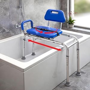 Gateway Premium Sliding Bath Transfer Bench with Swivel Seat-Padded (Blue)
