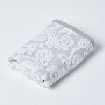 HOMESCAPES Luxury Beige Hand Towel 100% Turkish Cotton Patterned Small Towel Super Soft & Absorbent Extra Thick 600GSM Ringspun Light Brown Towel For Bathroom with Damask Pattern