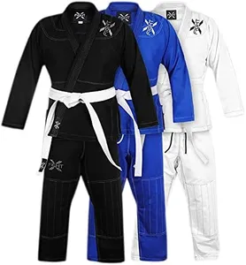 FightX Jiu Jitsu Gi Kids, Lightweight Kids Bjj Gi Brazilian Jiu Jitsu For Boys & Girls Karate Uniform, Judo Fightwear Taekwondo Gear For Youth Bjj Gi (White, K0)