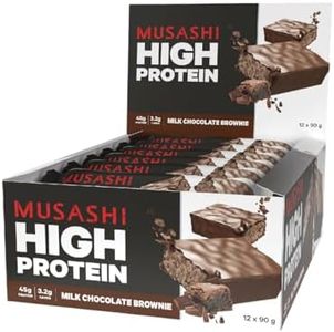 Musashi High Protein Chocolate Brownie Bar, 90 g, 12 Pack