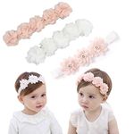 IYOU Baby girls Floral Headbands with Grosgrain Ribbon Faux Leather Stars for Kids as Party Wedding Photography hair Accessories(pack of 3)