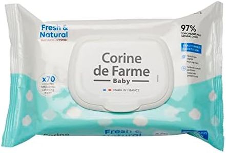 Corine de Farme - Lingettes Nettoyantes pour Bébé Change Fresh & Natural x70 - Produit de Toilette Fibre d'Origine Végétale - 97% d'Origine Naturelle - Hygiène dès la Naissance - Capot Refermable