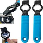 DUNLAGUE Soda Can Opener and Beer Bottle Opener Bartender with 4.2" Long Silicone Handle, Pop Top Can Tab Opener for Long Nails, Bottle Opener for Arthritic Hand and Seniors 2-Pack Blue