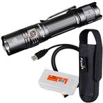 Fenix PD35 v3.0 Rechargeable Tactical Flashlight, 1700 Lumens EDC with Organizer (Black)