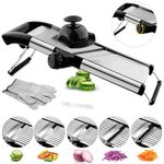 Mandoline Slicer for Food and Vegetables -VEKAYA Adjustable Kitchen Vegetable Slicer for Potato and Onion| French Fry Slicer, Vegetable Chopper with Hand Protectors and Gloves (Silver)