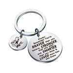 Friend Bear Gifts Keychain Inspirational Gift Friendship Keychain Birthday Gift You are Braver Stronger Smarter Than You Think (Bear Braver)