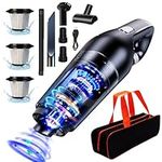 Handheld Vacuum Cleaner Cordless 15000Pa Wireless Handheld Car Vacuum Cleaner Strong Suction,120W Powerful, Mini Portable USB Rechargeable Hand Held Vacuum Wet and Dry with 3 Filters+Storage Bag,Black