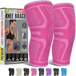 Knee Brace for Women & Men, 2 Pack Compression Knee Brace, Knee Support Sleeve for Pain Relief, Running, Workout, Sports, Knee Braces for ACL, Meniscus Tear, Arthritis and Injury Recovery Pink XL