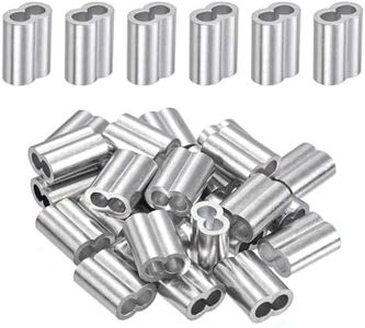 25pcs 1/4"(6mm) Aluminum Crimping Sleeves Loops, Cable Crimps Wire Ferrules, Double Ferrule Aluminum Wire Rope Sleeve for Cable Line End (1/4" 25PCS)