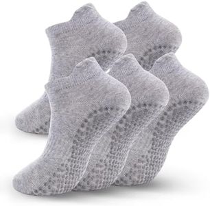 kepiibi 5 Pairs Pilates Socks with Grips for Women, Non Slip Grip Yoga Crew Socks, for Barre Hospital Barefoot Workout Dance Ballet