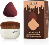 Jessup Makeup Brush Foundation Brush with Makeup Sponge 1pc Kabuki Brush for Liquid, Cream or Flawless Powder Cosmetics Face Boby Brush, T882