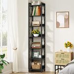 Tribesigns 78.7 Inch Extra Tall Narrow Bookshelf, 7 Tier Skinny Bookcase for Small Spaces, Freestanding Display Shelves, Multifunctional Corner Storage Organizer for Home Office, Black