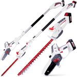 NETTA Cordless 4-in-1 Pole & Handheld Hedge Trimmer and Chainsaw - 20V MAX, Battery & Charger Included, 2.5m Long Reach Telescopic Pole