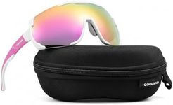 Odoland Cycling Sunglasses with Replaceable Magnetic Lenses for Men Women - Lightweight Polarized UV400 Sport Sunglasses for Driving Cycling Motorcycle and Outdoor Sport Pink