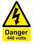 999Store caution board office supplies sunboard Danger 440 Volt Electric Room and Factory Sign Board sticker signage (15x20 Cm)