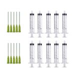 10 Pack 10ml/cc Dispensing Syringe Luer Lock with 14Ga 1.5 Inch Blunt Tip Needle, Industrial Grade Syringe, Great for Glue Applicator, Ink, DIY Crafting and Scientific Lab