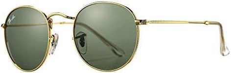Pro Acme Small Round Sunglasses for Women Men Classic Crystal Glass Lens Retro Circle Metal SunGlasses,55mm (Crystal G15 Green Lens)