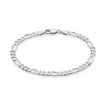 LeCalla Solid 925 Sterling Silver Unisex Figaro Chain Bracelet | BIS Hallmarked Italian 4mm Diamond-Cut Figaro Link Chain Bracelets for Men Women 7.5 Inches