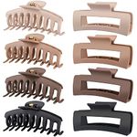 Hold Me Tight 8 Pack 4.1 Inch Large Hair Claw Clips for Women Hair Clips Thin Thick Curly Hair 90’s Strong Big Grip Matte Banana Clips with Strong Jaws for girls, ladies (Light)