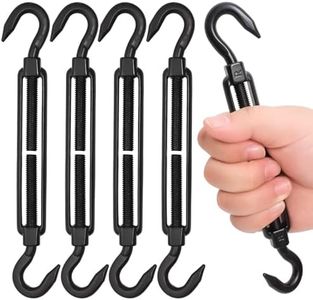 4PCS M8 Black Hook & Hook Turnbuckle, 304 Stainless Steel Adjustable Turnbuckle Wire Rope Tensioner, 450LBS Heavy Duty Turnbuckle for Cable Railing Wire Rope Hardware Kit, Sun Shade Tent Installation