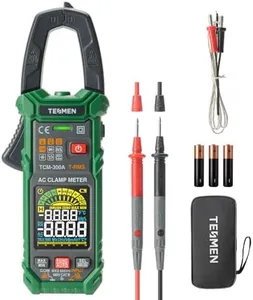 TESMEN TCM-300A Digital Clamp Meter 6000 Counts T-RMS multimeter Auto-Ranging Voltmeter ampmeter with AC Current AC/DC Voltage NCV/Live Wire Inrush Resistance Diode Temperature Continuity – Green