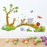 Oren Empower Vinyl Jungle Animals Wall Stickers (Multicolour, 120 cm x 90 cm, ABC1041)