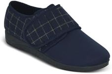 Chums | Men's | Extra Wide Fit Touch Fasten Slippers | Adjustable Strap | Slip Resistant Rubber Sole for Indoors & Outdoors | Navy