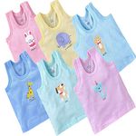 REVOLTEK Printed Vest baniyan Cotton Inner wear for Baby wear Sleeveless Undershirts for Kids Sando ganji Tank-Tops Toddler Girls/Boys Pack of 6 (Light Color, 12-18 Months)