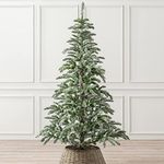CHRISTOW 6ft Alpine Fir Christmas Tree with Snow, Luxury Artificial Flocked Indoor Home Xmas Decoration, Natural Looking Dual Tone PVC Needles, Easy Assembly with Stand (tree skirt not included)