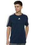 adidas Men's Striped Regular Fit T-Shirt (JE6918_Conavy