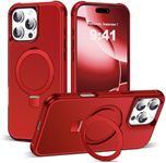 SKYLMW Compatible with iPhone 16 Pro Max Case with Invisible Magnetic O-Ring Stand Military-Grade Case for iPhone 16 ProMax 6.9" [Compatible with Mag-Safe][Great Grip Feeling], Red