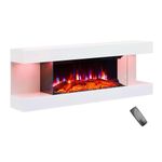 FLAMEKO Atacama 44"/112cm Wall Mounted Fireplace All-in-One with Downlights and Remote Control 1.8kW Heater in White