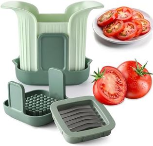 Tomato Slicer with Base, Fruit and Vegetable Slicer, Stainless Steel Kitchen Gadgets for Tomato, 7 Sharp Blades Sliced Small Multifunctional Tool for Potato, Onion, Grape