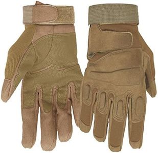 Mimicool Guantes al Aire Libre de los Hombres llenos del Dedo Guantes tácticos Militares patín de Desgaste contra Guantes Resistentes Ciclo de la Bicicleta de la Motocicleta (Brown, L)
