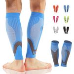 Calf Compression Sleeves for Men & Women - Leg Sleeve and Shin Splints Support - Varicose Vein Treatment for Legs & Pain Relief - Recovery , Ideal for Leg Cramp Relief , Football , Running , Basketball , Travel , Work , Sports , brace (Medium, Blue)