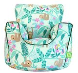 Bean Lazy ® 100% Cotton Small Green Sloth Bean Bag Chair with Filling