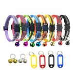 TCBOYING Breakaway Cat Collar with Bell, Mixed Colors Reflective Cat Collars - Ideal Size Pet Collars for Cats or Small Dogs (8 pcs&4 id tag&4 Bell)