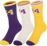 3 Pairs Basketball Socks for Boys and Girls,Athletic Running Breathable Youth Sports Basketball Socks Gifts for Kids 6-14, 3pairs Kb #24, One Size