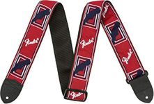 Fender Monogrammed Strap, Fully adjustable length (36",58"), Red/Black/Blue