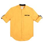 MARKRICH Kids 100% Cotton Regular Fit Solid Shirt for Boys||Collared Neck Short Sleeve Shirt for Boys||Casual,Trendy,Soft Fabric Half Sleeve Shirt for Boys & Kids, Best for Summer Dark Yellow