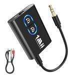 1Mii Bluetooth 5.3 Transmitter Receiver for TV, 2-in-1 3.5mm Wireless Bluetooth Audio Adapter for 2 Headphones, Low Latency, Long Battery Life, AUX Adapter for Old Sound System, Airplane, TV, Gym, Car