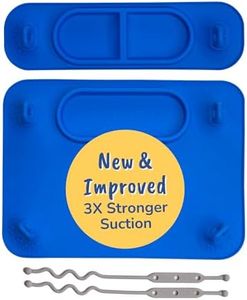 BUSY BABY Silicone Mat Bundle - 1 Original Mat Plus 1 Mini Mat, New Stronger Suction Cups, 6 Straps to Secure Baby Essentials and Keep Them Off The Floor, Baby Led Weaning, Travel Sleeve Included