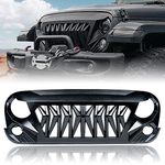 MATMACRO Grille Compatible For Jeep Wrangler JK Shark Grill Rubicon Sahara Sport Unlimited 2007-2018