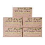 Natural Sulphur Soap Pack of 5 (200g x 5): 10% Sulphur, No Parabens, SLS or SLES, Suitable for Vegans