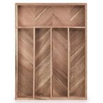 woodluv Cutlery Drawer Organiser, Expandable Utensil Tray for Kitchen, Adjustable Compartment Holds Kitchen Utensils Office Supplies, Storage for Cutlery, Acacia Wood