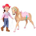 Glitter Girls Dolls by Battat – 14-inch Poseable Equestrian Doll with Horse – Jaime & Jumper – Brown Hair & Blue Eyes — Riding Outfit with Cowgirl Hat ¬– Toys and Accessories for Kids Ages 3+
