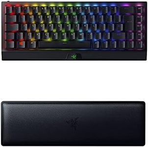 Razer Bundle of BlackWidow V3 Mini Hyperspeed (Yellow Switch) - Compact Gaming Keyboard in Qwertz, UK-Layout + Ergonomic Palm Rest for 65% Keyboards | Black