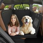 W&H Back Seat Extender for Dogs, Dog Car Seat Cover with Hard Bottom - Supports 330lb, Waterproof Car Dog Hammock Nonslip Backseat Cover for Dog, Foldable Dog Rear Seat Protector for Car Truck SUV